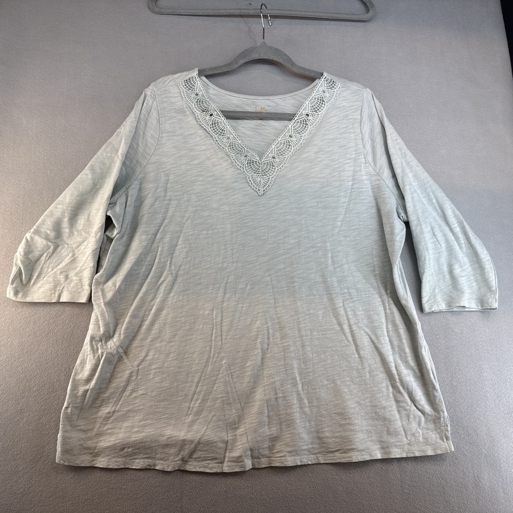 Belle By Kim Gravel, Plus Size 1X, Lace Neckline,‎ 3/4 Sleeves, Casual